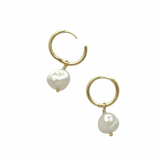 Large Pearl Hoop Earrings